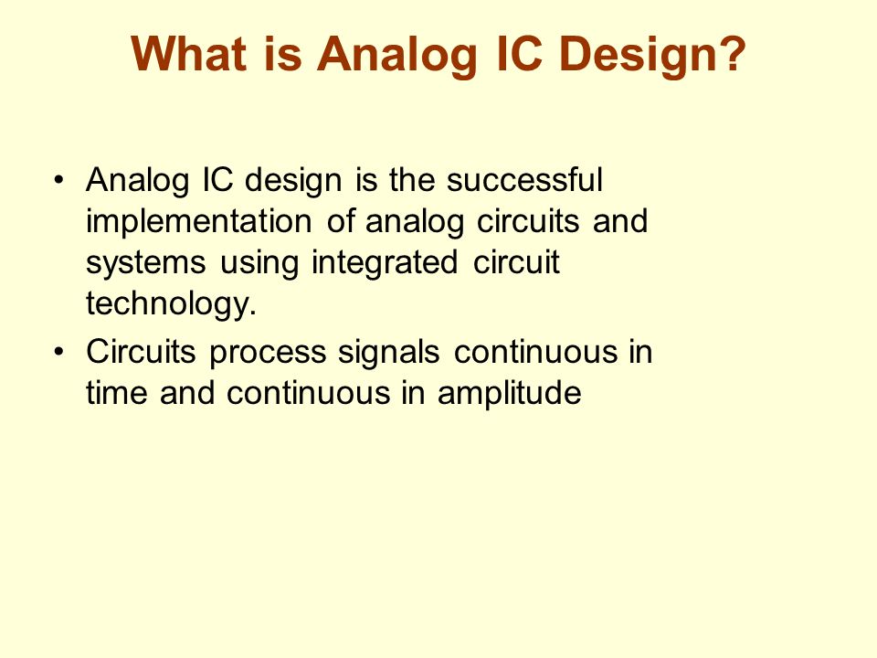 analog integrated circuit design
